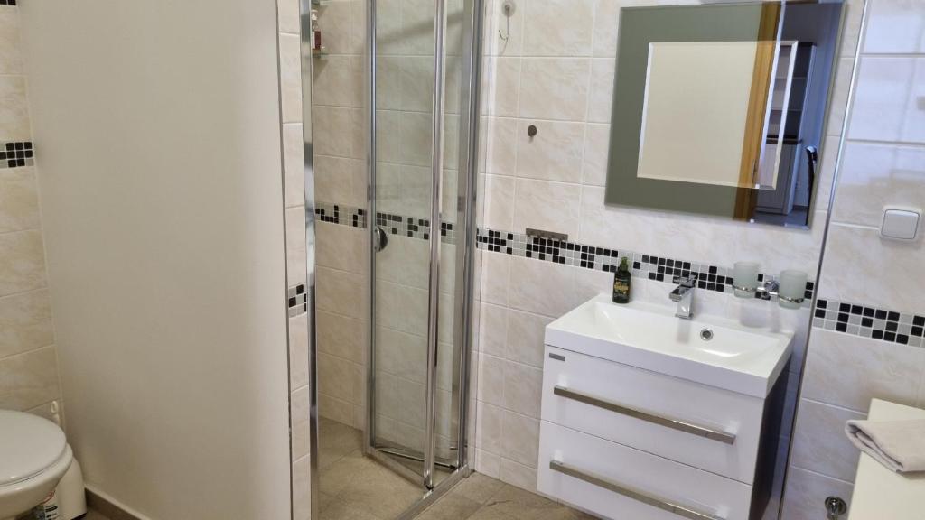 Koupelna v ubytování Apartmán na statku 7