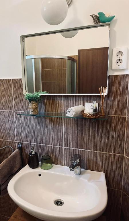 Koupelna v ubytování Jázmin vendégház és 2 fős stúdió apartman