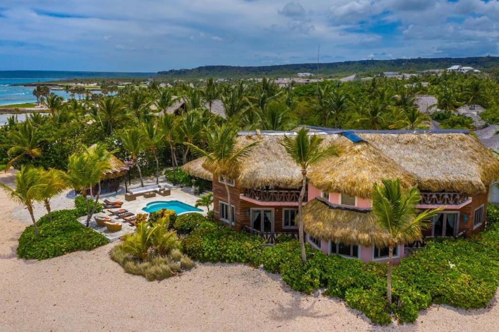 an aerial view of a resort on the beach at CALETON 8 OCEAN VIEW WITH POOL CHEF BUTLER MAiD EDEN ROC BEACH CLUB ACCESS in Punta Cana