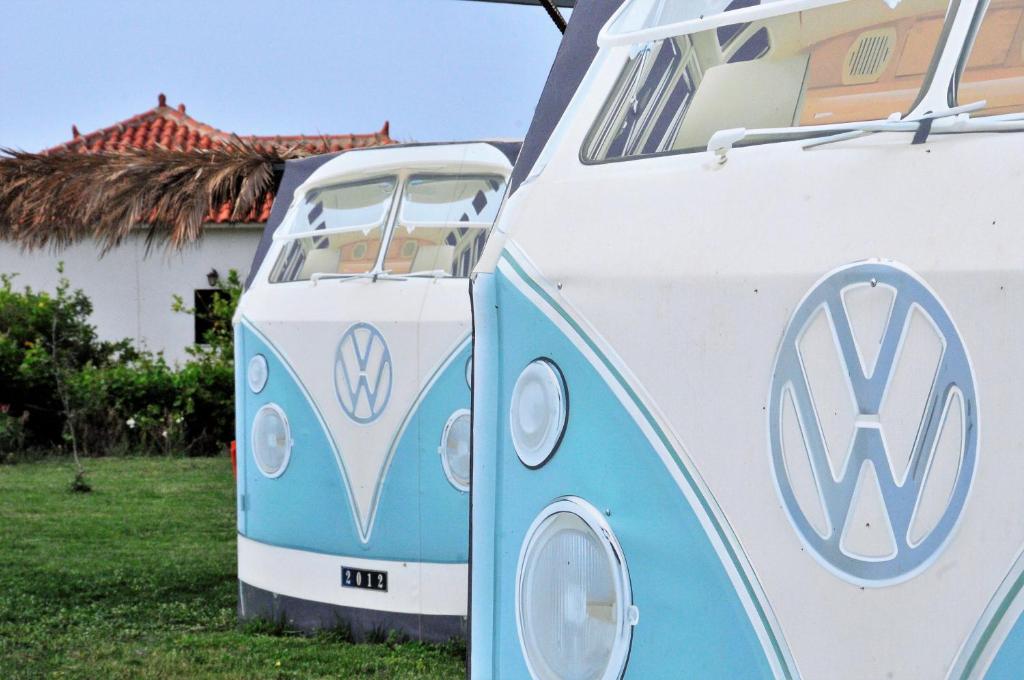 a vw bus with a painting of a vw van at Cornelia Hippie Magic Bus in Kissamos