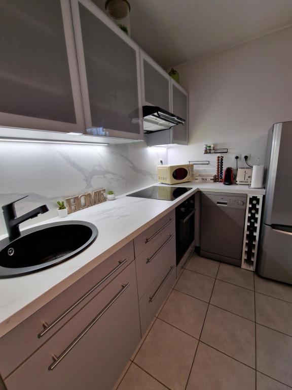 Köök või kööginurk majutusasutuses Cosy Decines Groupama Stadium-LDLC Arena Climatisé