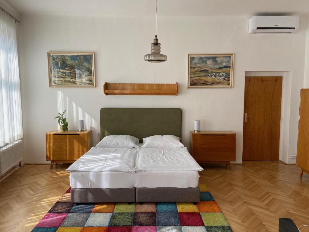 Postel nebo postele na pokoji v ubytování Vintage apartmán v centru
