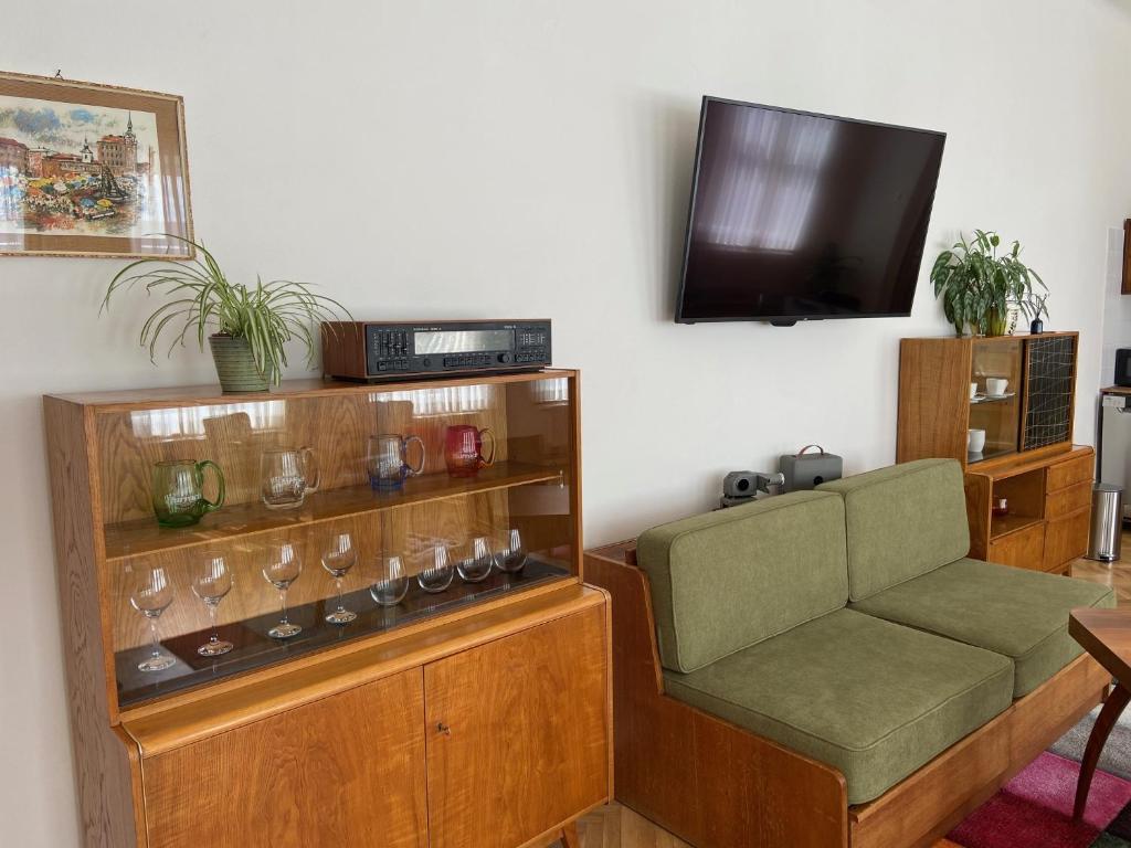 TV a/nebo společenská místnost v ubytování Vintage apartmán v centru