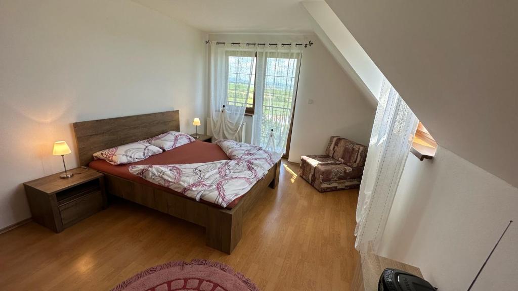 A bed or beds in a room at 2 room Apartment Nela, with a view of the mountains