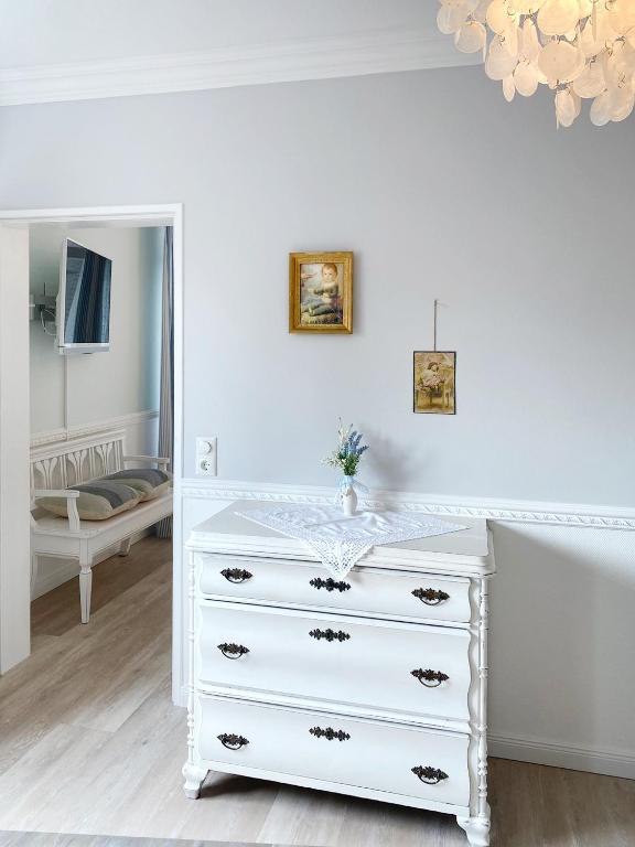 Postel nebo postele na pokoji v ubytování Haus Midsommer