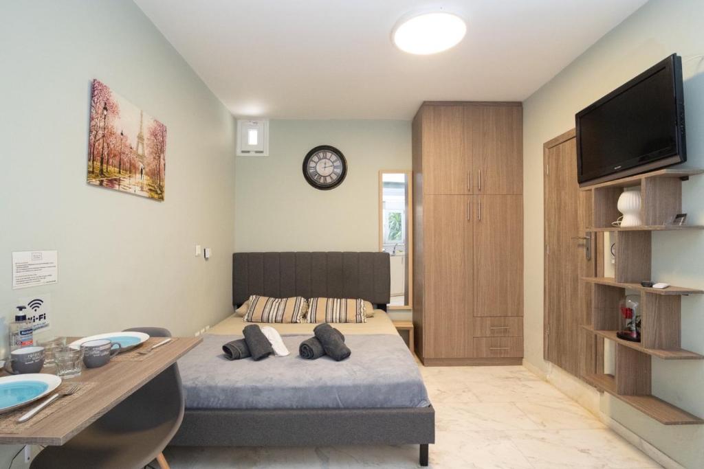 TV a/nebo společenská místnost v ubytování AIOLOS LUXURY alimos quiet apartment 1