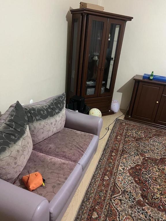 sala de estar con sofá y espejo en Coolest Appartement 2+1 Furnished, en Estambul