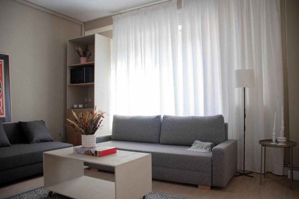 a living room with a couch and a coffee table at Apartamentos Centro in Albacete