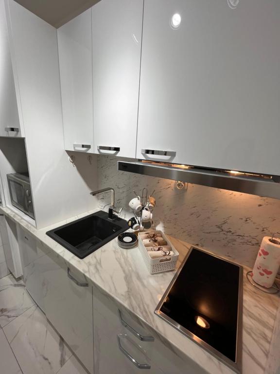 Kuchyň nebo kuchyňský kout v ubytování Apartman Polo