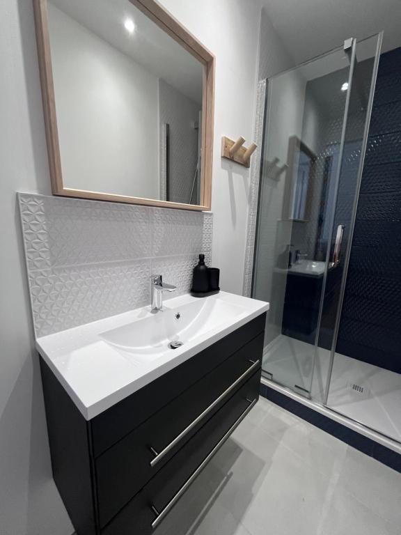 Koupelna v ubytování Abri du vent, chambres et appartements