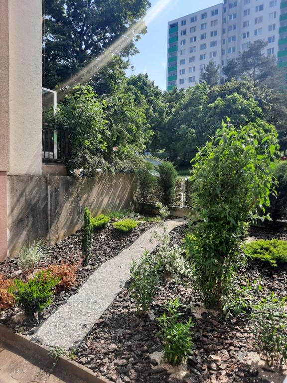 A garden outside Apartment Klimka with balcony, free wifi and free parking
