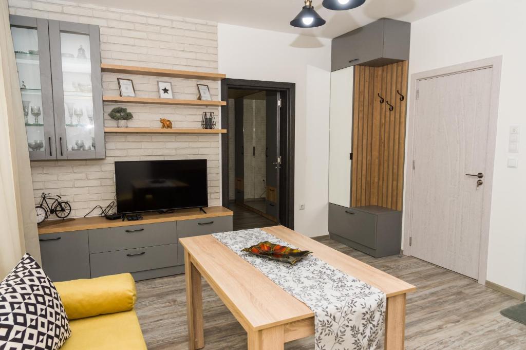 Kuchyň nebo kuchyňský kout v ubytování Alagen Apartments Burgas