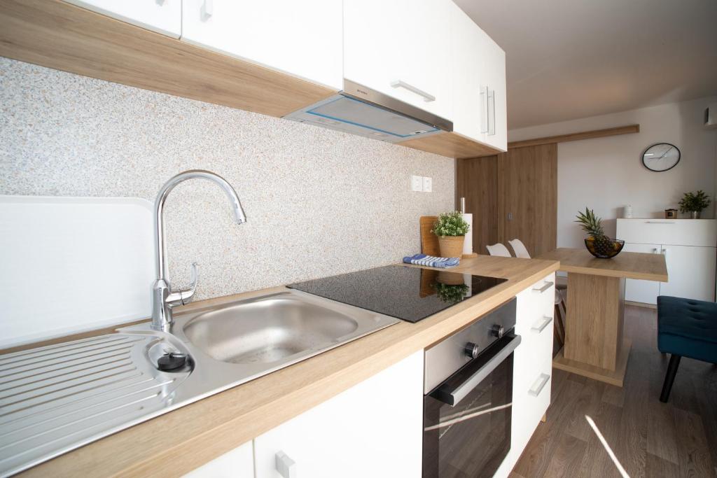 Kuchyň nebo kuchyňský kout v ubytování Mobile Home Lana