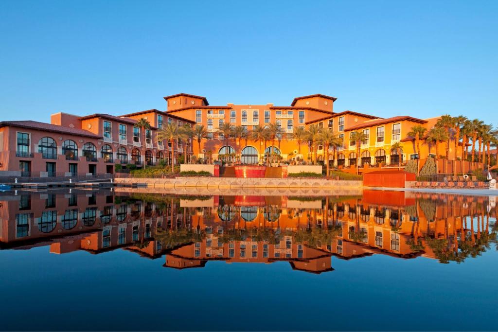 a group of buildings next to a body of water at The Westin Lake Las Vegas Resort & Spa in Las Vegas