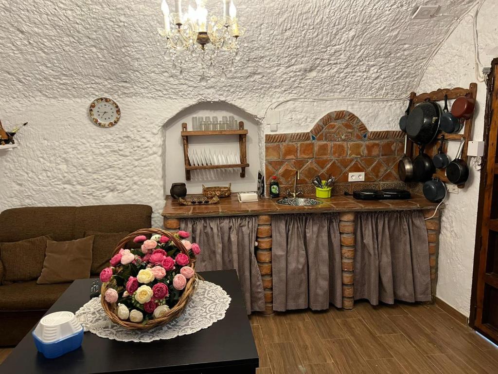 Kuchyň nebo kuchyňský kout v ubytování la cueva de guadix