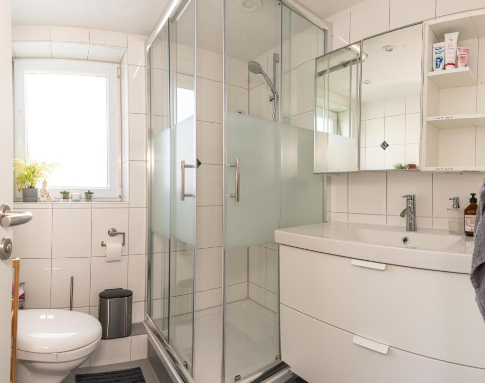 Koupelna v ubytování #2 Großes Zimmer mit Pool und Garten