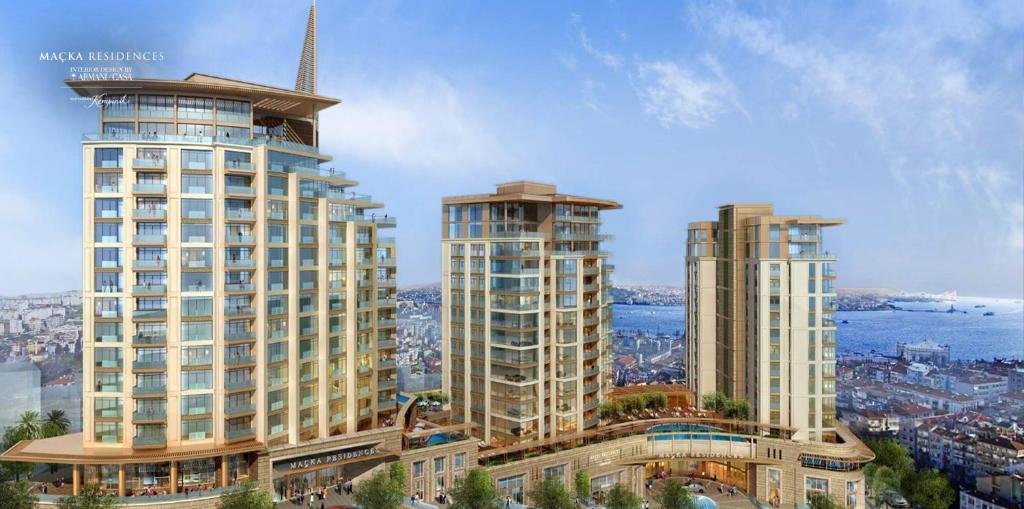 a rendering of three tall buildings in a city at Renovu Premium House in Nisantasi in Istanbul