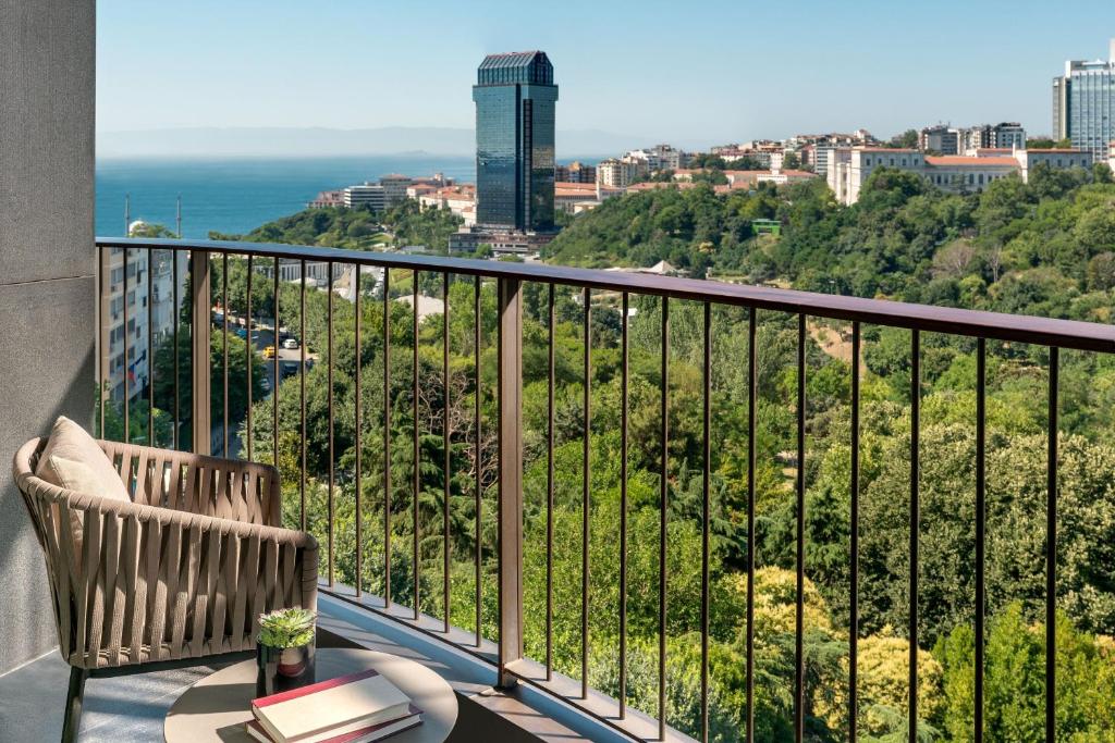 a balcony with a view of the ocean at The St. Regis Istanbul in Istanbul