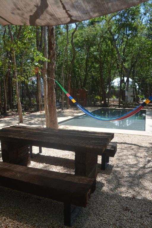 Bazén v ubytování Glamping Mayan Glam nebo v jeho okolí