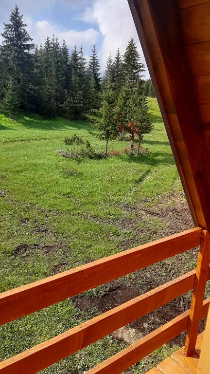 a view of a field from a porch at House Bojana in Žabljak