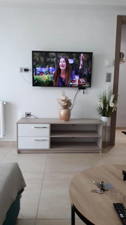 TV a/nebo společenská místnost v ubytování Palm lake resort Folla Monastir
