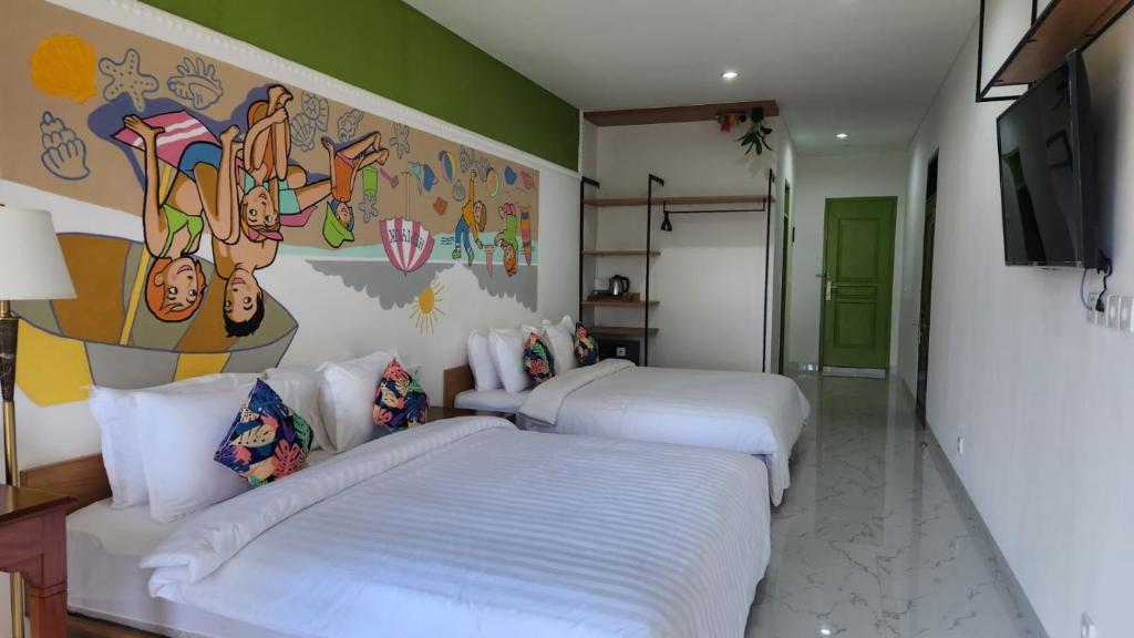 Postel nebo postele na pokoji v ubytování Hepi Yuk Ubud Luxury Guesthouse