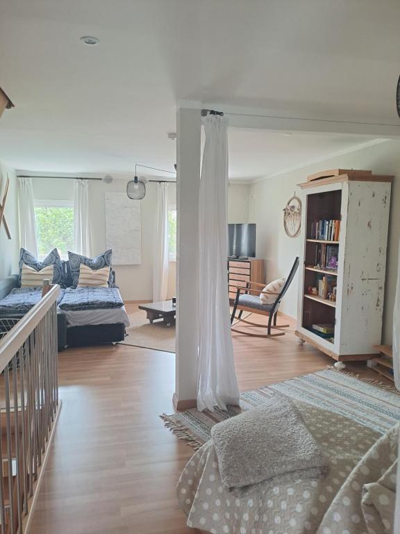 Postel nebo postele na pokoji v ubytování Haus am See