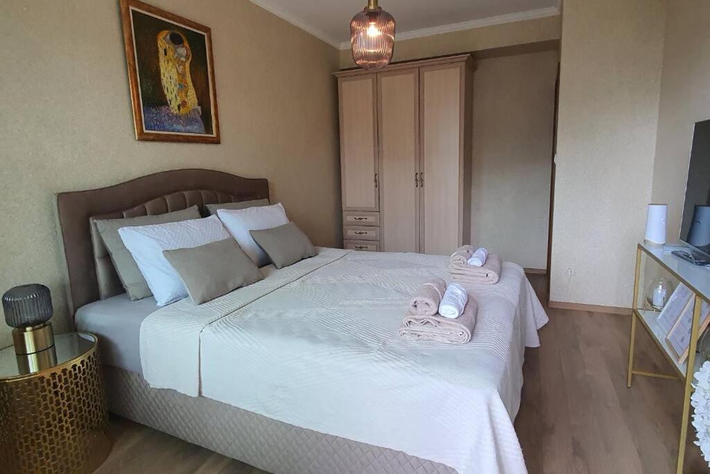 Postel nebo postele na pokoji v ubytování Ika apartment