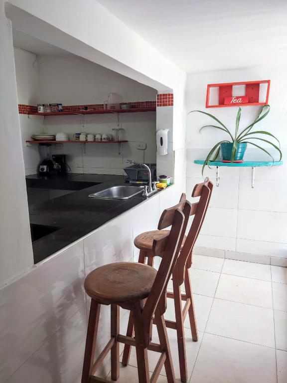 Kuchyň nebo kuchyňský kout v ubytování Bona Vida Apartments