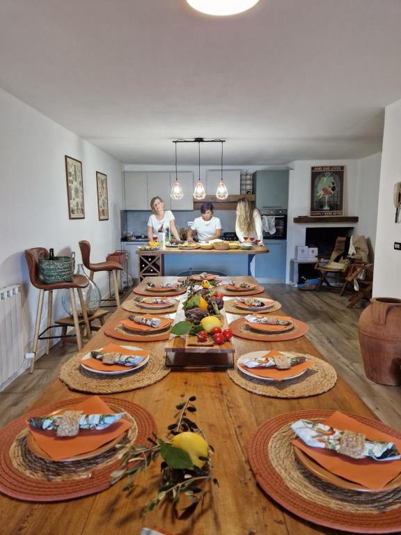 a table with plates of food on it in a kitchen at La tavernetta in Incisa in Valdarno