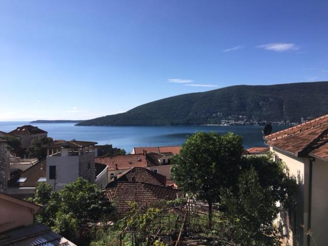 - une vue sur une ville dotée d'une grande étendue d'eau dans l'établissement Apartment Simo, à Herceg-Novi