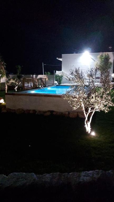a night time picture of a swimming pool with a tree at Villa Capitani in Torre Canne