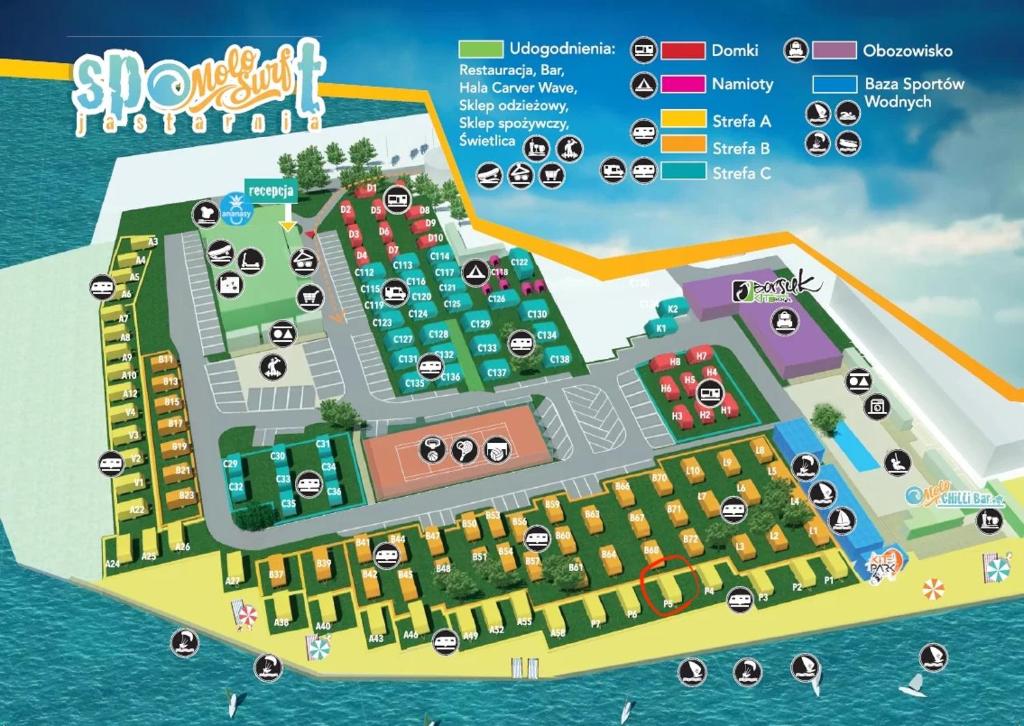 Půdorys ubytování Kemping Molo Surf by Q4Camp