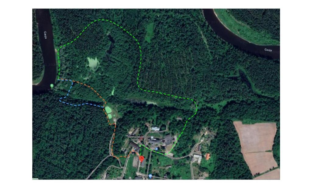 an overhead view of a map of a park at Ozolu gatve 2- no Cēsīm 7 km in Jāņmuiža