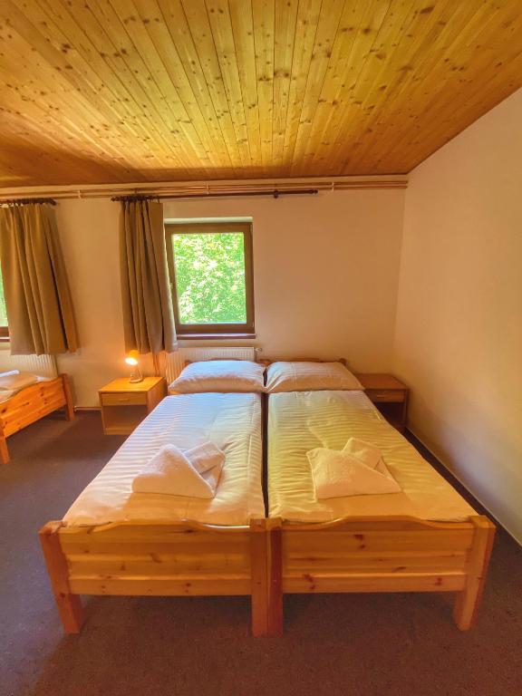 Postel nebo postele na pokoji v ubytování Penzion Peklo
