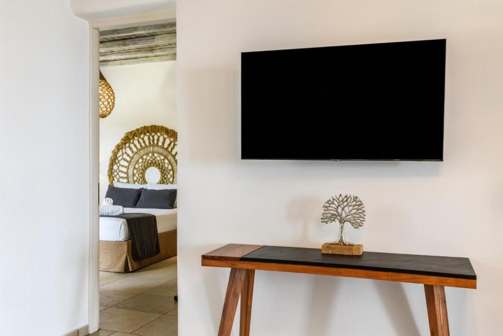 TV a/nebo společenská místnost v ubytování Aurora Mykonos Villas