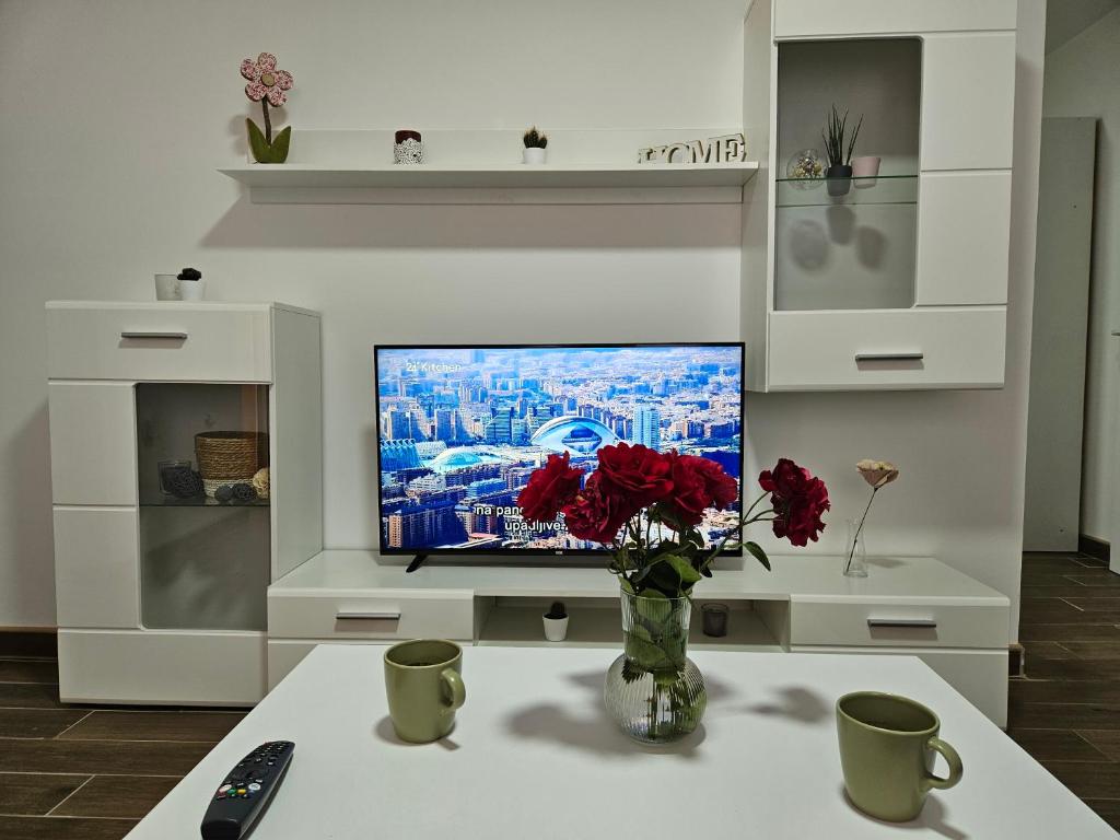 TV a/nebo společenská místnost v ubytování Apartmani Bambi 2