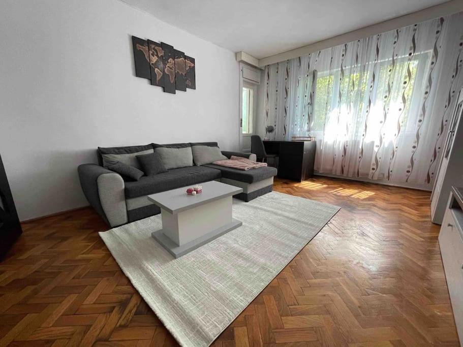 un soggiorno con divano e tavolino da caffè di Apartament zonă centrală Punctele cardinale -Take Ionescu Timișoara a Timişoara