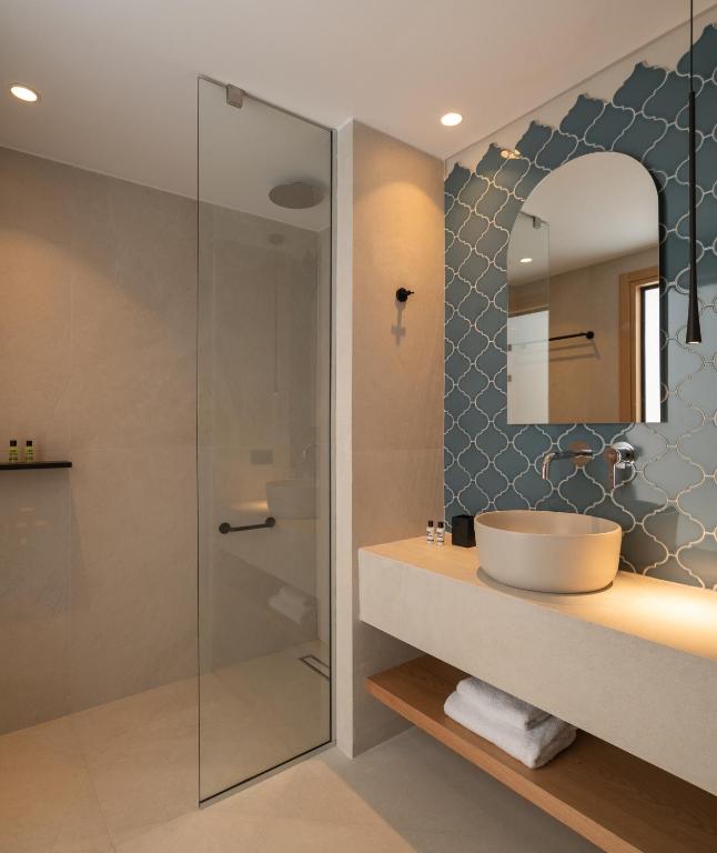 Koupelna v ubytování Hotel Ideon