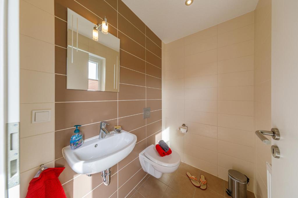 Koupelna v ubytování Ferienhaus Freya