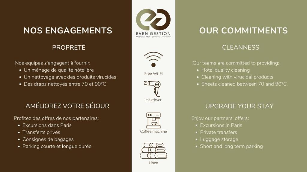 un ensemble de modèles de flyers pour une agence de communication avec des icônes et des symboles dans l'établissement Apart 1 Bedroom # Buttes Chaumont # Paris 19, à Paris