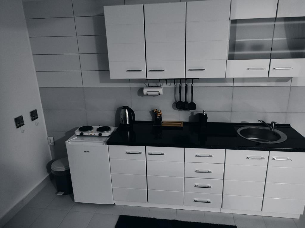 Kuchyň nebo kuchyňský kout v ubytování Apartman Katy