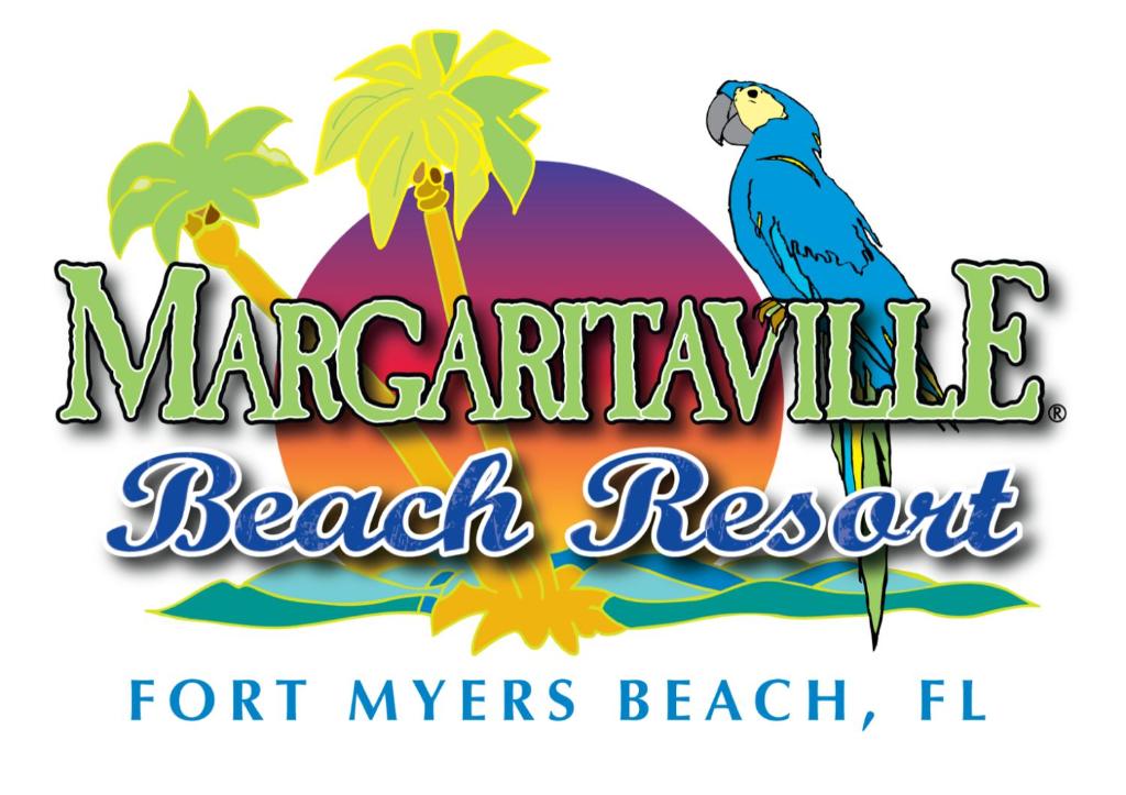 a logo for a beach resort with a parrot sitting on a tree at Margaritaville Beach Resort Ft Myers Beach in Fort Myers Beach