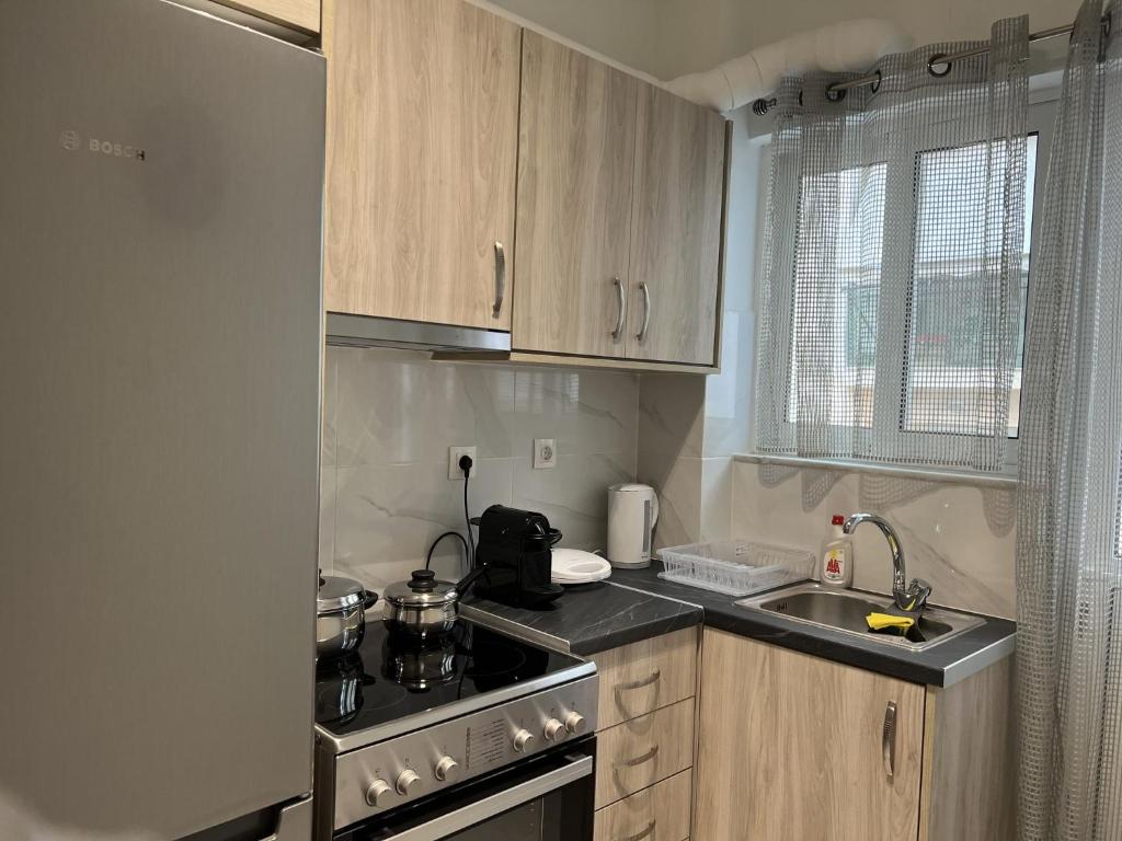 Kuchyň nebo kuchyňský kout v ubytování Adelais Cozy, Renovated Apt near Piraeus Metro