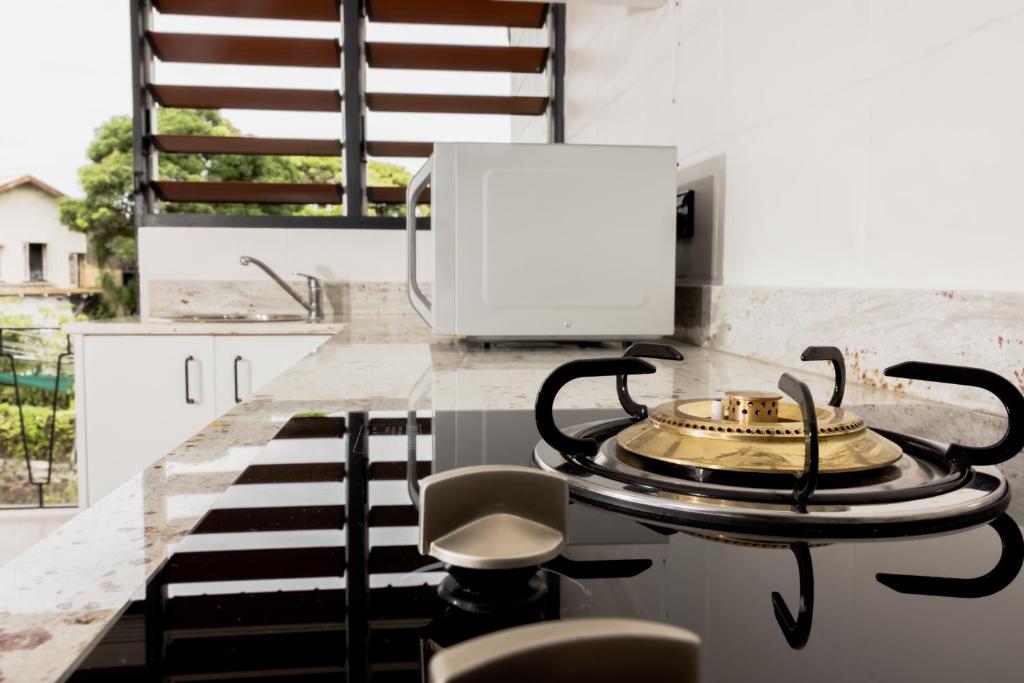 Kuchyň nebo kuchyňský kout v ubytování Capricorn Hotel Suva