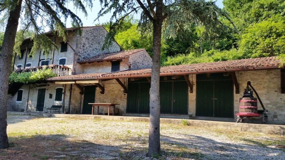 an exterior view of a house with a tree at Il tempio nel bosco The Rustic Rooms & Wine 