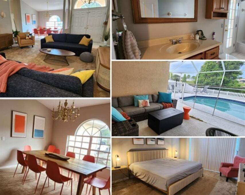 Кровать или кровати в номере Pool Waterfront Lake 12 PPL Gorgeous