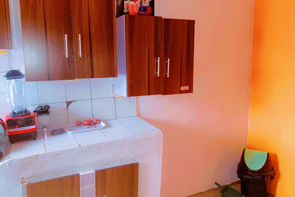 Kuchyň nebo kuchyňský kout v ubytování Maleeks Apartment Ikeja "Shared 2Bedroom Apt, individual private rooms and baths"