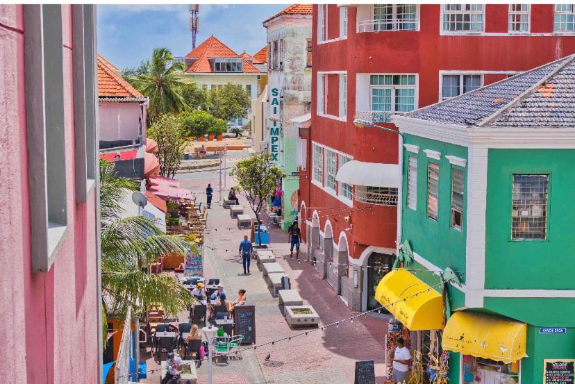 an overhead view of a city street with buildings at City Views Spacious Mezzanine Apartments in Willemstad