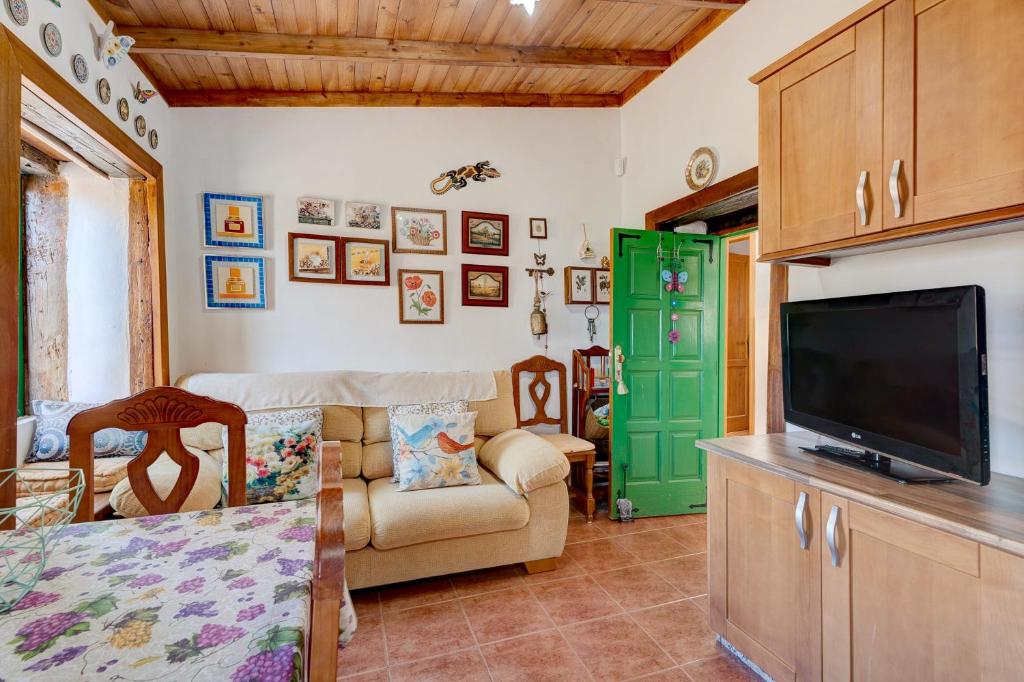 a living room with a television and a couch at Rosa del Negro in Alojera